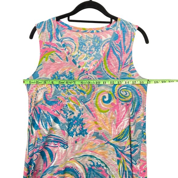 Lilly Pulitzer V-Neck‎ Cotton Sleeveless Tank Top, XXS, Pastel Tropical ALTERED - Picture 4 of 10